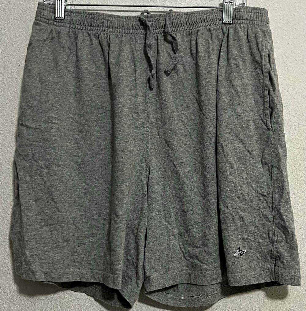 Athletech Men’s Athletic Activewear Shorts L Gray Cotton Knit Drawstring Pockets